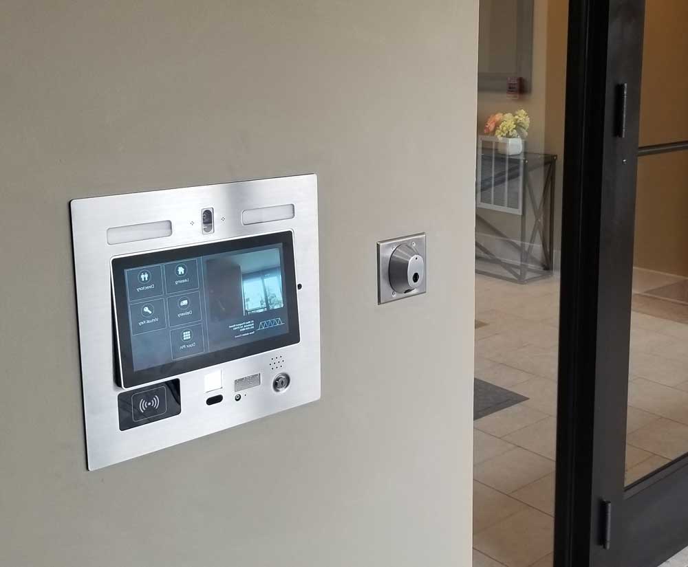 ButterflyMX Video Intercom system at apartment complex.