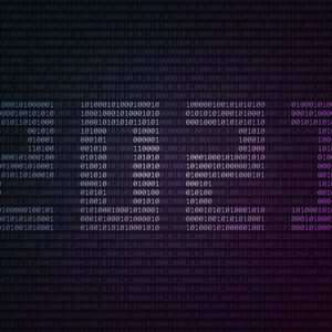 Number 2021 composed from light 0 and 1 digits over binary code surface. Concept of digital technology, future innovation and prospects for information technology development in the new year