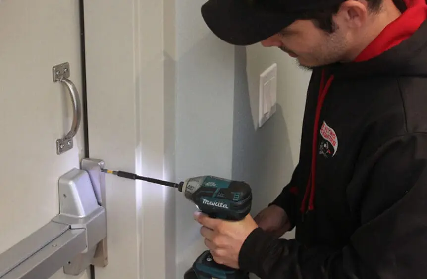 Access control specialist installs an electric strike