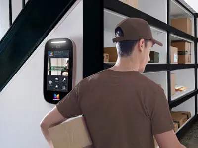 ButterflyMX video intercom being used at a package room