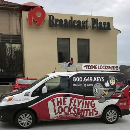 TFL Cincinnati van at Fox 19 TV Station after access control installation near downtown Cincinnati