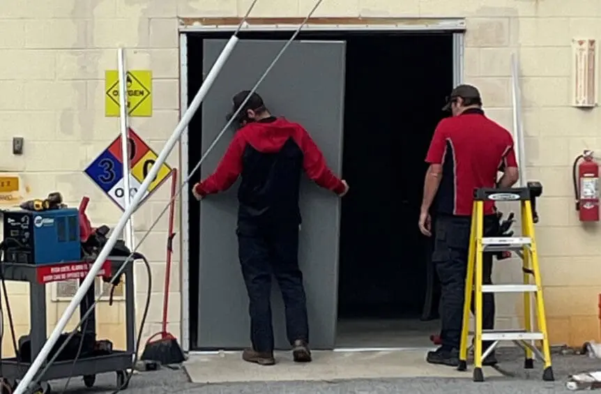 Commercial door installation of high-security door