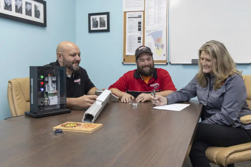 discussing commercial security solutions in the workplace.