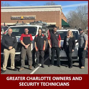 Team photo of business owners and security technicians in Charlotte, NC