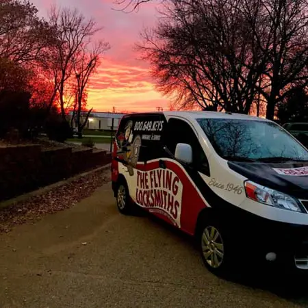 TFL van at sunset after completing security camera installation near Minneapolis, MN