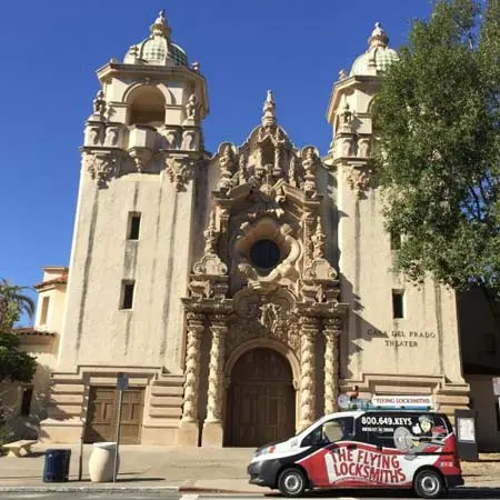 TFL provides commercial door repair service at the Casa Del Prado Theatre in San Diego, CA
