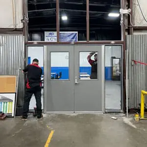 Hollow metal frame and doors being installed in Spartanburg, SC