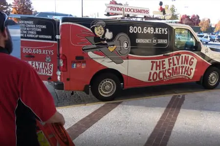 The Flying Locksmiths Van and AAADM Certified Technician