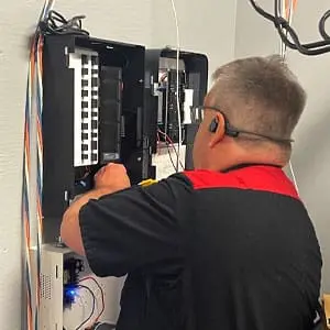 Access Control Specialist Terminates Wires for a Door Access System in Muskegon, MI