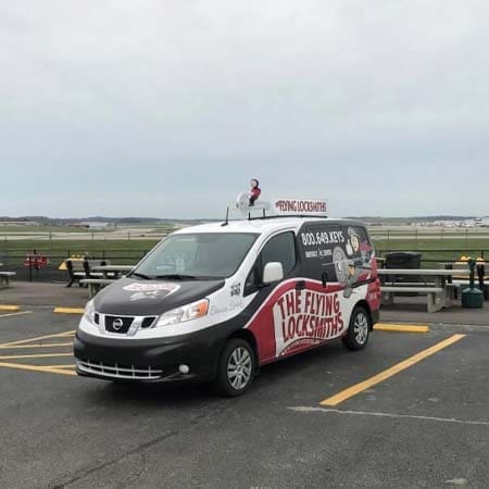 The Flying Locksmiths service van at the Cincinnati Municipal Airport