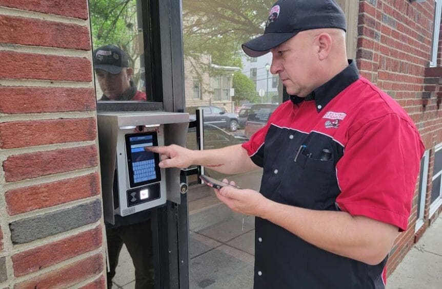 The Flying Locksmiths Security Technician Installs a Commercial Intercom System