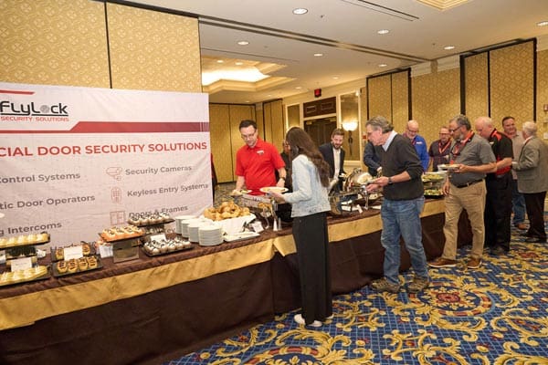 Security franchise owners line up for good food at the national convention awards dinner