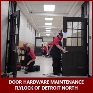 Maintenance of door locks being done by locksmiths in Detroit, MI