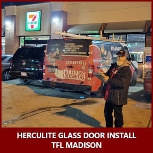 Herculite glass door installation in Madison, WI