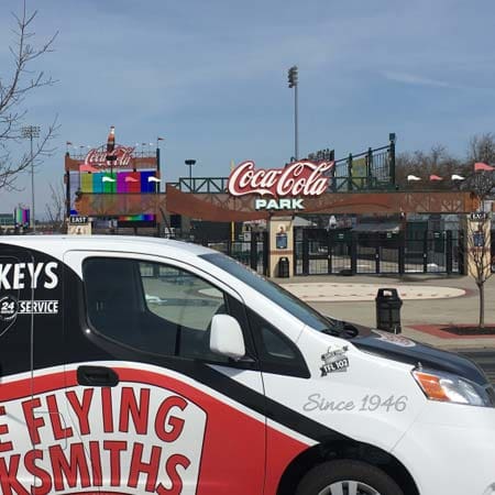 The Flying Locksmiths offer locksmith services to businesses near Coca Cola Park in Allentown, PA