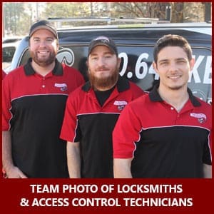 Team photo of locksmiths and access control technicians