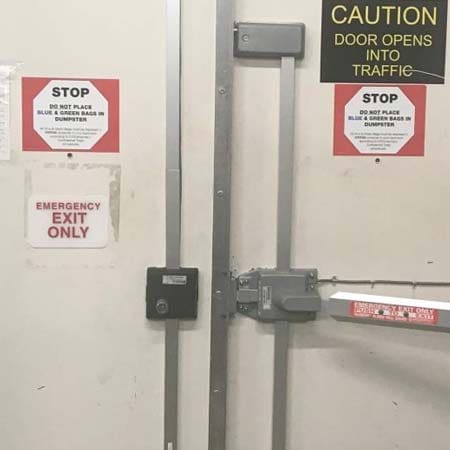 TFL Memphis locksmiths install alarmed exit device for commercial customer