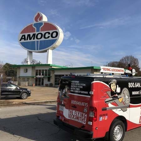 The Flying Locksmiths complete automatic door operator service for Amoco in Chesterfield, MO